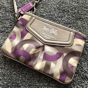 Coach Purple & Silver Wristlet Purse